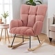 preview thumbnail 1 of 51, Teddy Fabric Tufted Glider Rocking Chair with Metal Frame Pink