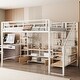 preview thumbnail 4 of 14, Full Size Metal Loft Bed with Staircase,Two 4-Tier Shelves,Low Table With 2 Mesh Shelves