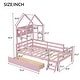 preview thumbnail 2 of 3, Wood Twin Size House Platform Bed with Guardrail and Under-Bed Drawer