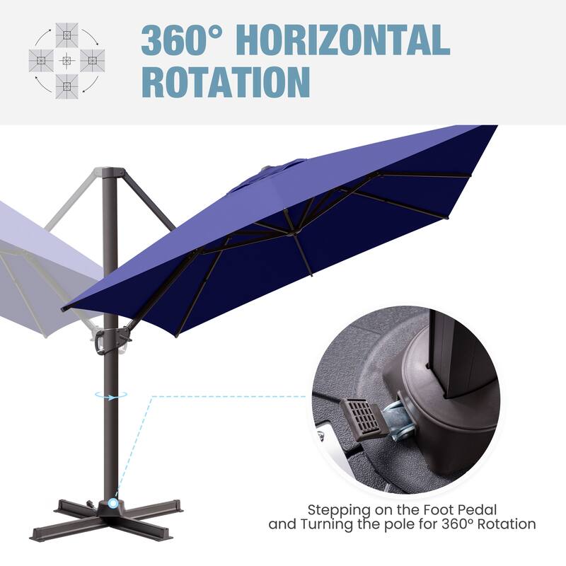 VredHom 10x13FT Patio Cantilever Umbrella Outdoor Offset Umbrella 360-Degree Rotation
