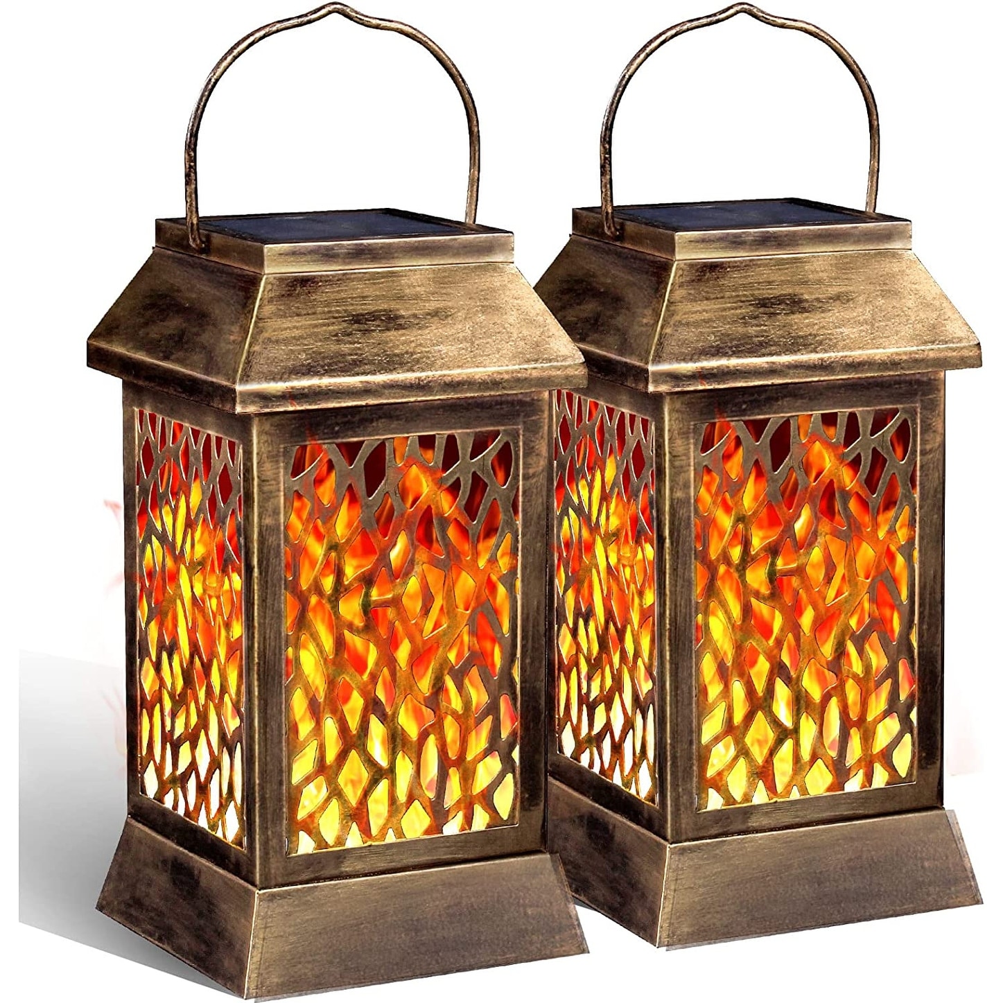 WaLensee Solar Lights Outdoor With Flickering Flame Upgraded Metal Solar  Powered Lanterns Landscape Decoration (Set of 2) Bed Bath  Beyond  37920417