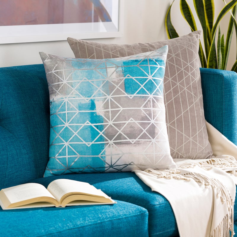 Artistic Weavers Palatka Watercolor Geometric Throw Pillow - 20"H x 20"W - Feather Down