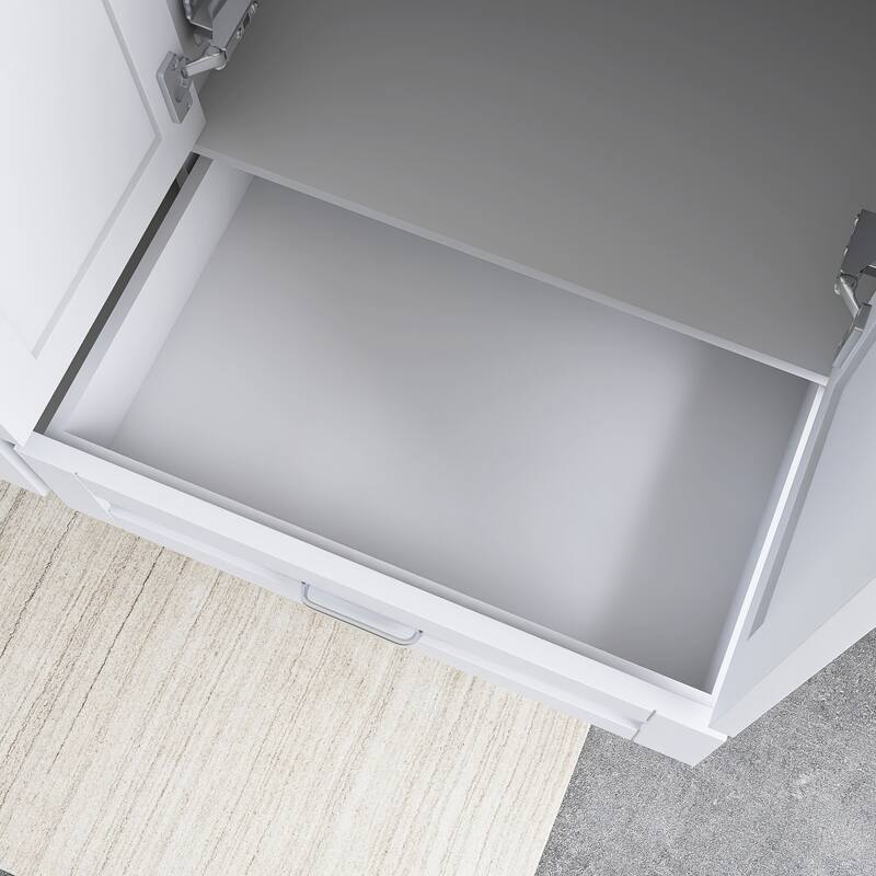 60 inch Plywood Double Sink Freestanding Bath Vanity with White Marble Top - 60" x 22"