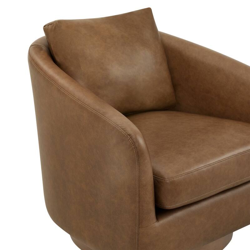 Spruce & Spring Classic Swivel Club Accent Chair with Back Cushion & Solid Wood Frame