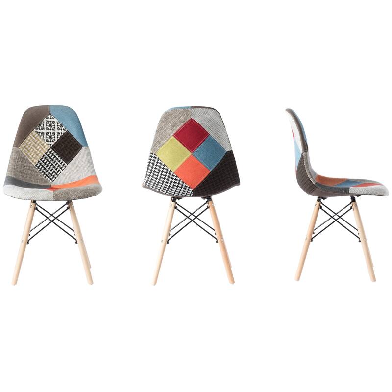 Patchwork Shell Dining Chair w/ Wooden Dowel Eiffel Legs