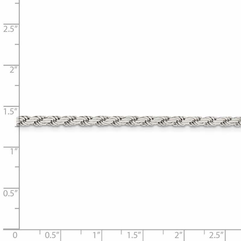 Curata 925 Sterling Silver 3.10mm Flat Rope Chain Necklace