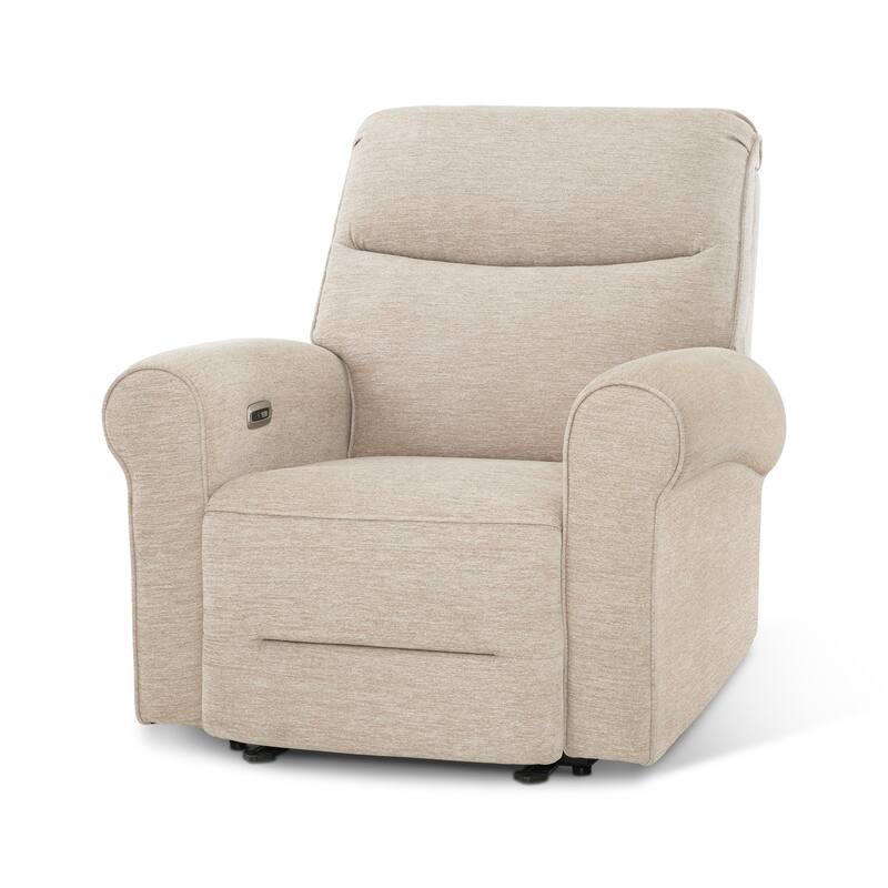 MCombo Power Wall Hugger Recliner Chair for Small Space RV , USB & USB-C Charging Ports, Modern Roll Arm Recliner, Fabric PR630