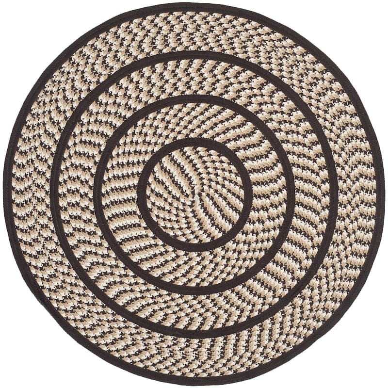 SAFAVIEH, Handmade Braided Jinela Country Rug - 4' Round - Ivory/Dark Brown