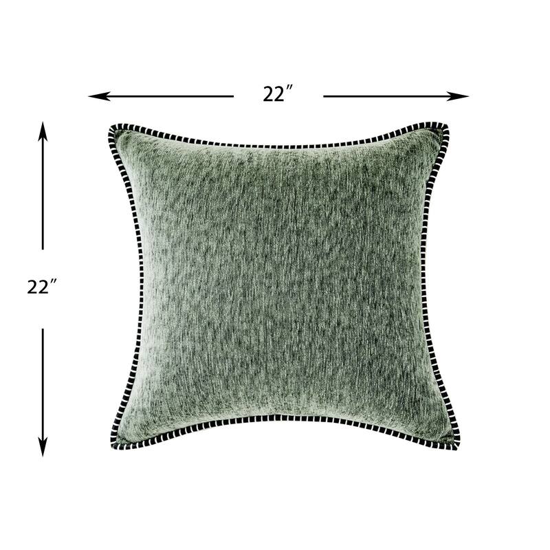 Textured Throw Pillow with Stitched Contrast Edge Set of 2