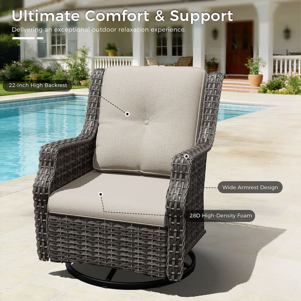 Cozywor Wicker Patio Outdoor Lounge Chair Swivel Rocking Chair (Set of 4)