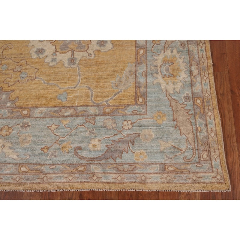 Vegetable Dye Oushak Turkish Area Rug Handmade Floral Wool Carpet - 8'1" x 10'0"