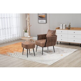 Velvet Tufted Chair & Ottoman Sets Living Room Accent Chair, Coffee