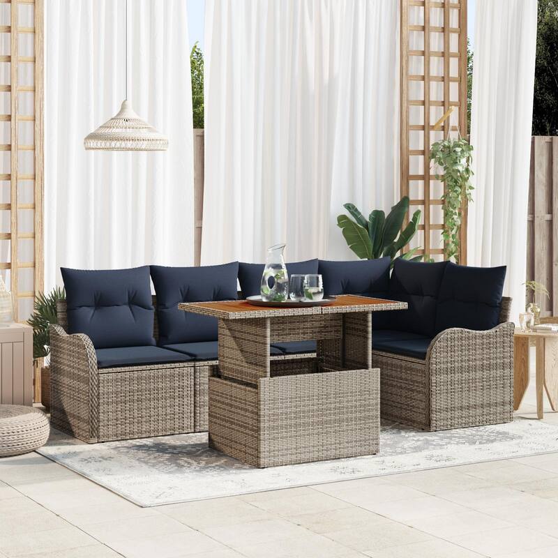 vidaXL 6 Piece Garden Sofa Set with Cushions - 91.5×48.2×27.2 - Grey