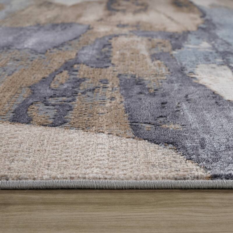Bigiz Distressed Abstract Modern Stain Resistant Woven Durable Area Rug By HomeRoots - 8' X 11'
