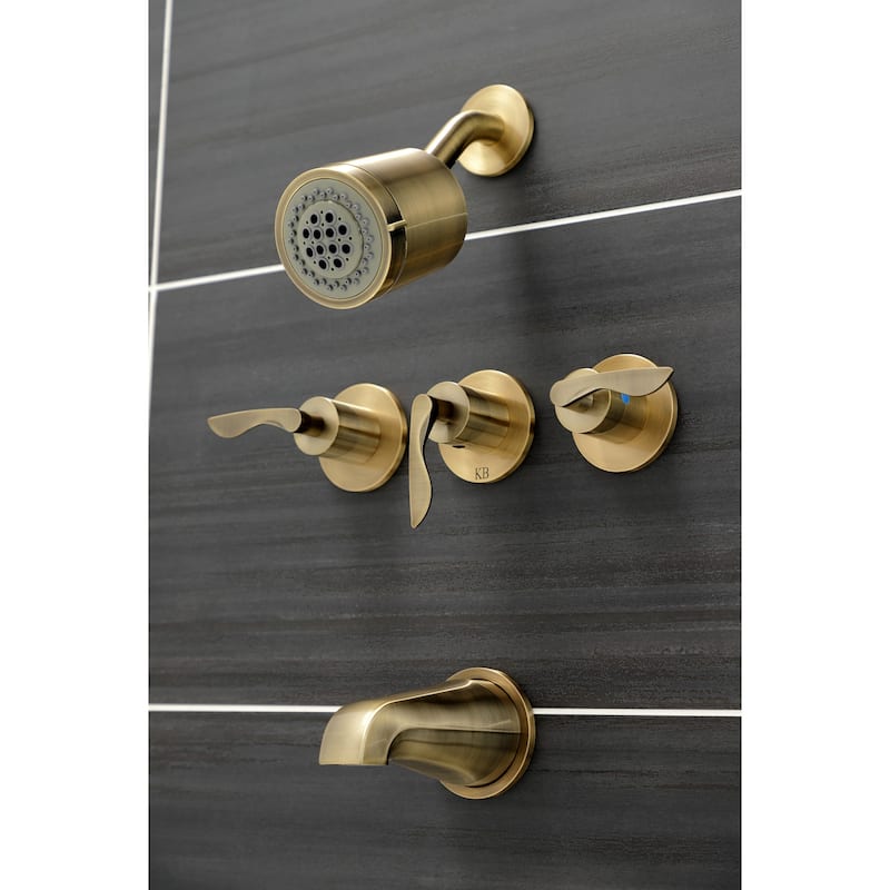 Kingston Brass Serena Three-Handle Tub and Shower Faucet