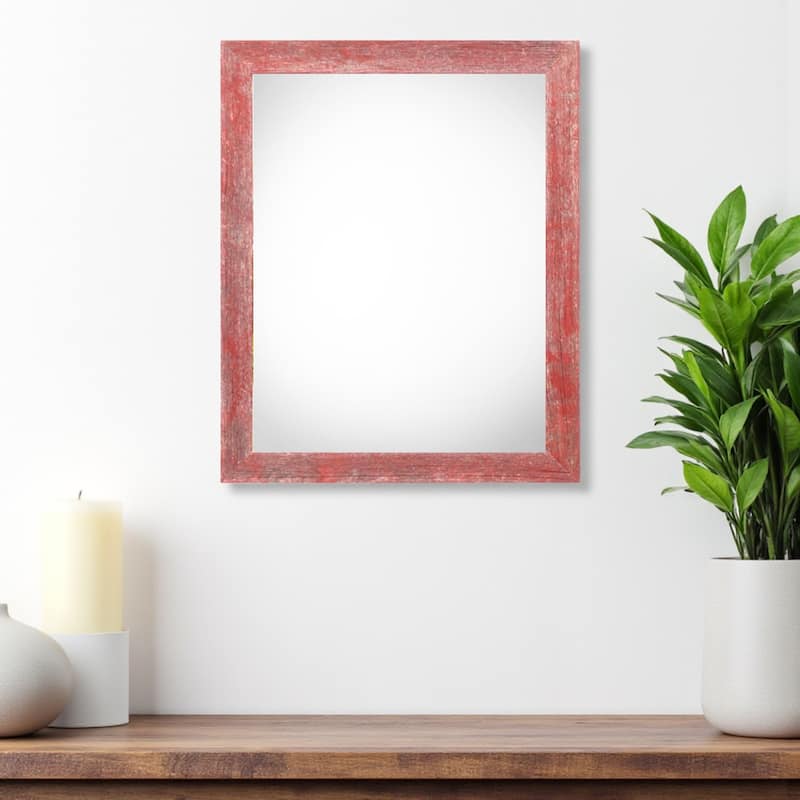 HomeRoots 20" x 24" Blue Solid Wood Hanging Picture Frame - Rustic Red