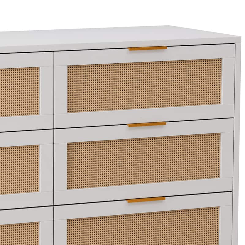 51.18"6-Drawers Rattan Storage Cabinet Rattan Drawer,for Bedroom,Living Room