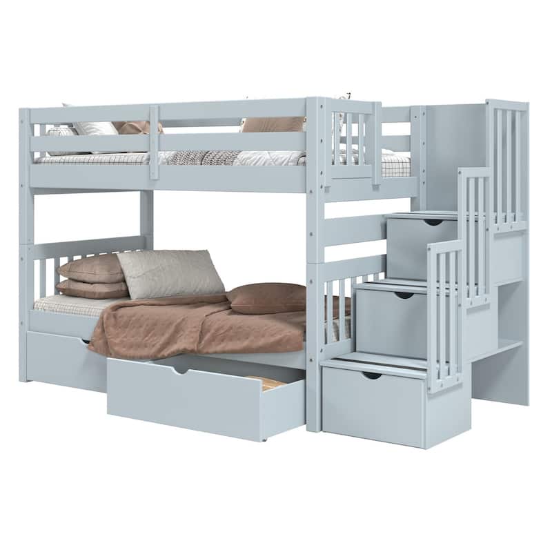 Taylor & Olive Trillium Twin over Twin Stairway Bunk Bed, 2 Drawers