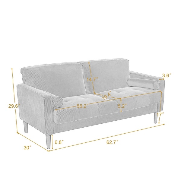 dimension image slide 1 of 2, Modern 62.6" Upholstered 2-Seater Sofa Loveseat