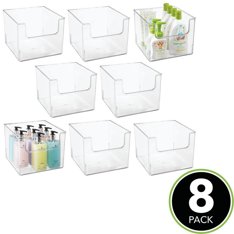 mDesign Plastic Bathroom Storage Organizer Basket Bin Clear 10 X 10