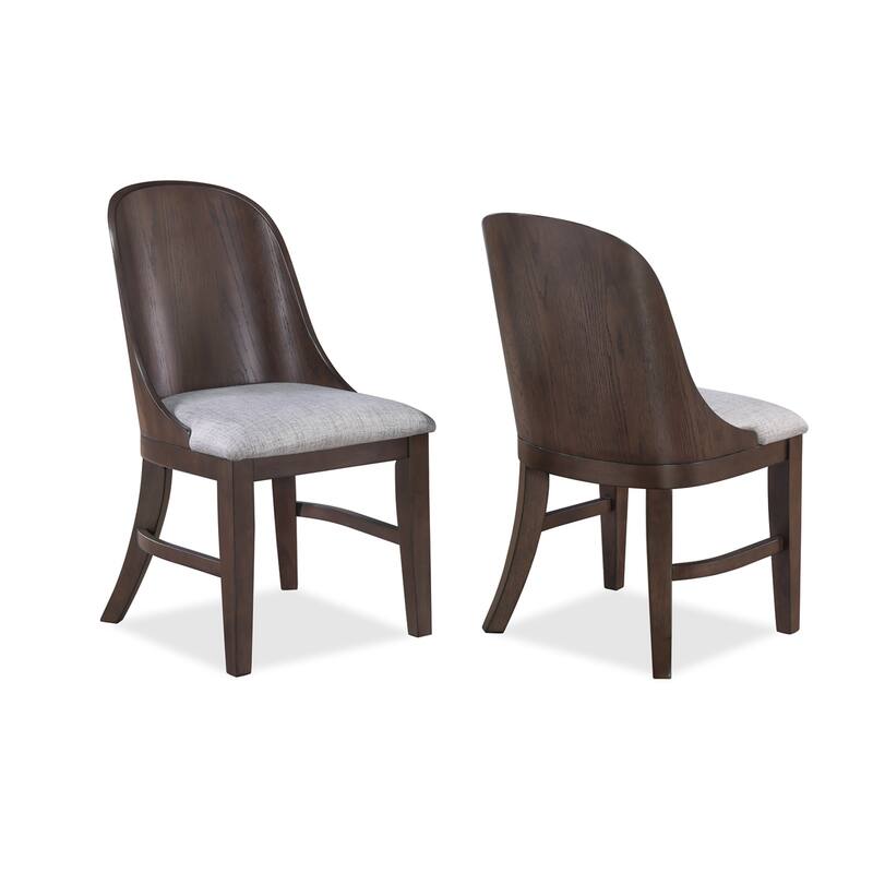 Mid-Century Modern 5-Piece Dining Set Round Table Upholstered Barrel Back Chairs Wooden Solid Wood Dining Room Kitchen F
