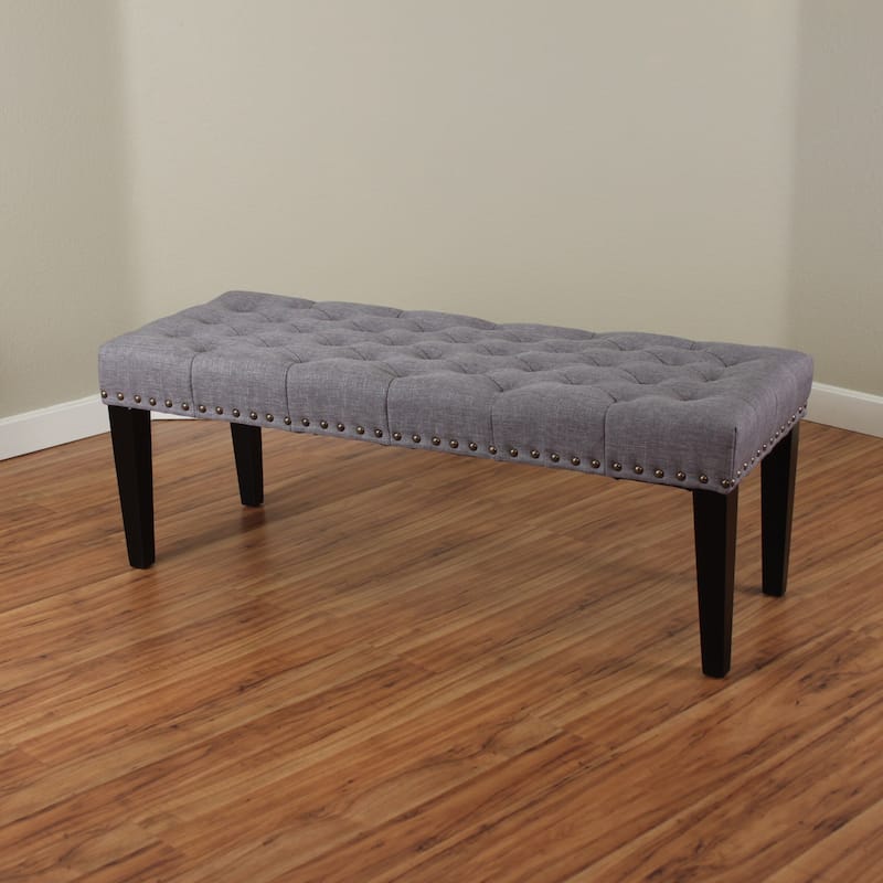 Sopri 49-inch Linen Upholstered Tufted Transitional Bench - Grey