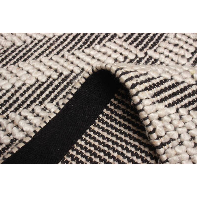 ECARPETGALLERY Braid weave Sienna Black Wool Rug - 5'0 x 7'4