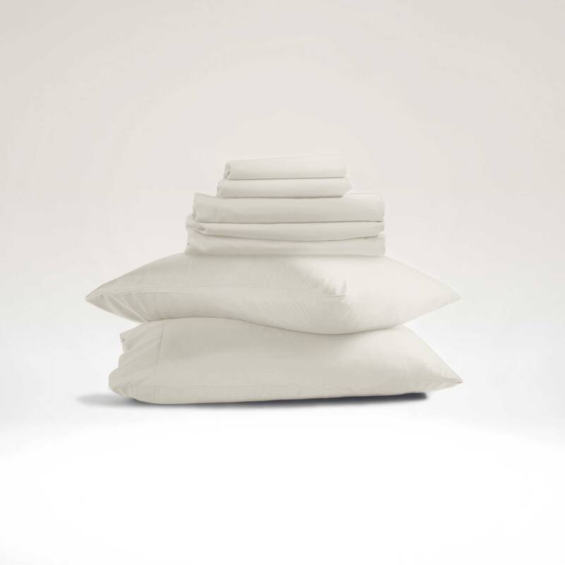 Emperyan 7 PC Bedding Set, Luxury Microfiber Duvet Cover With Sheets Bed Sets - Off White - Full