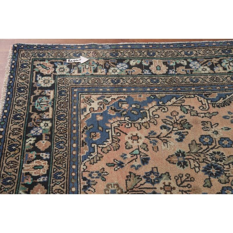 Hand Knotted Oriental 100% Wool Carpet Traditional Floral Peach Hamedan Area Rug - 9' 10'' X 6' 11''