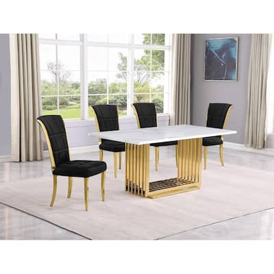 Best Quality Furniture D310/1-SC320-7 Dining Set with 68" White Marble Top