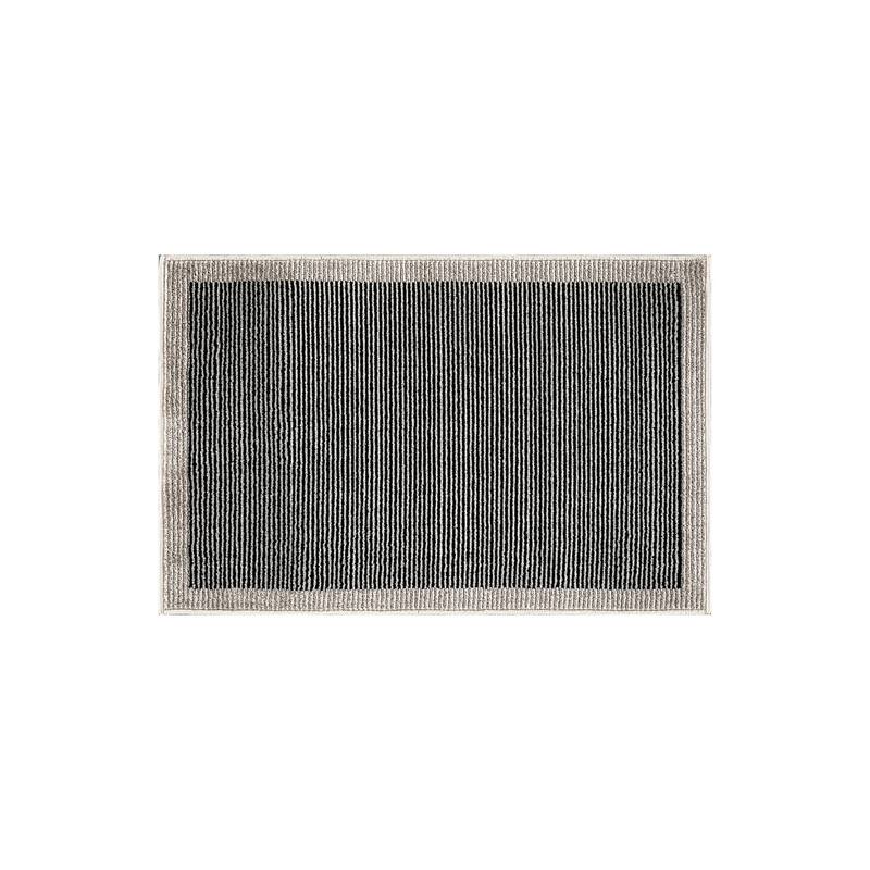 Modern Geometric Stripe Bordered Area Rug for Living Room, Bedroom, or Entryway - Low Pile Indoor Rug
