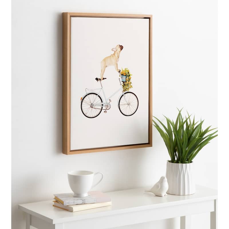 Kate and Laurel Sylvie Frenchie Bulldog Framed Canvas By Amy Peterson
