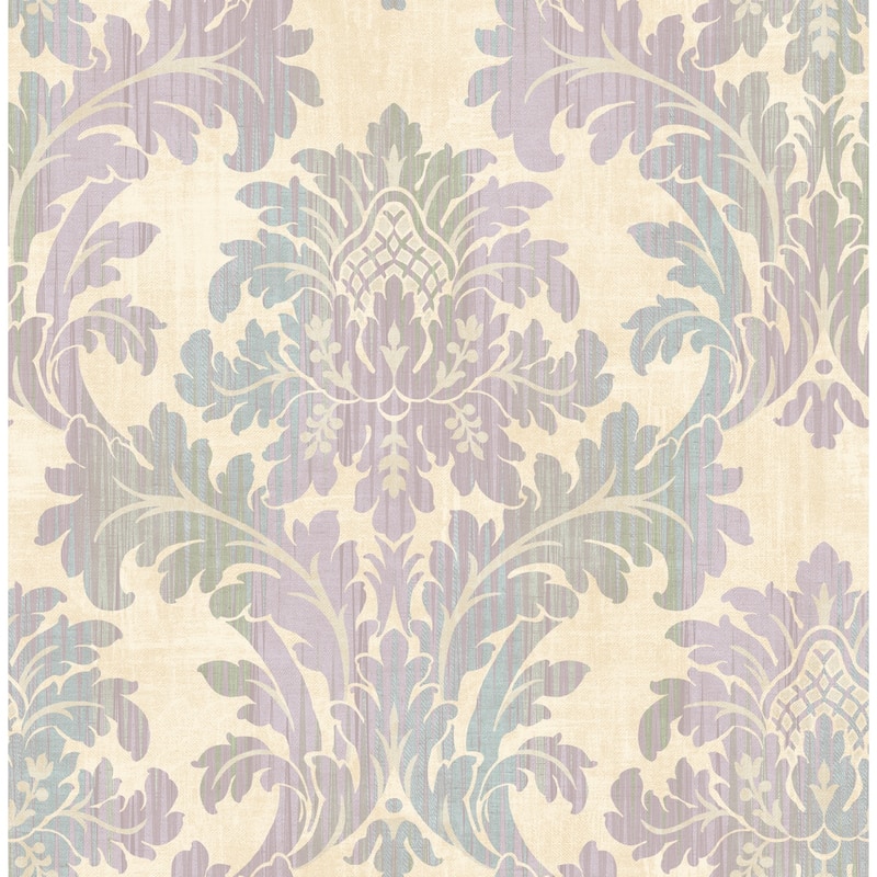 Seabrook Designs Minerva Ombre Damask Unpasted Wallpaper - 20.5 in. W x 33 ft. L - Grape & Dusty Blue