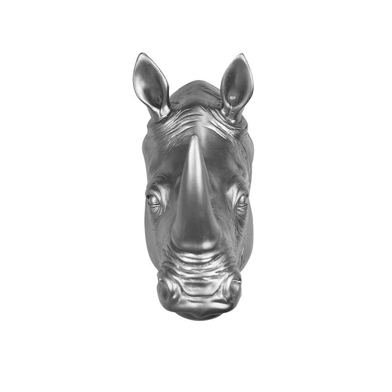 Rhinoceros Head Wall Mounted Decoration - 14.5" - Silver