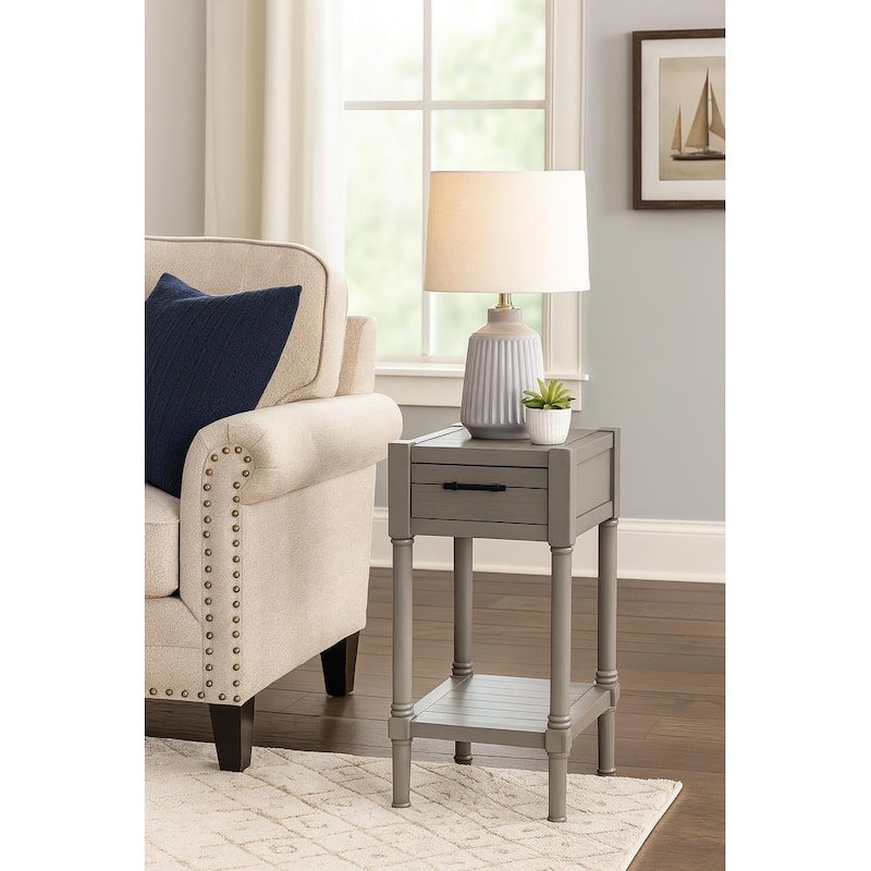 Farmhouse 1-Shelf And 1-Drawer Side Accent Table