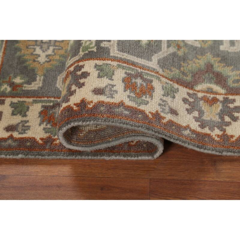 Gray Oushak Indian Accent Rug Hand-Knotted Transitional Wool Carpet - 3'2"x 5'6"