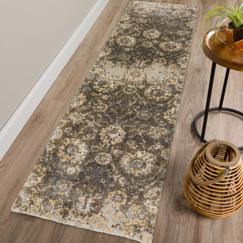 Addison Barkley Blue Floral Farmhouse 1'8" x 2'6" Accent Rug