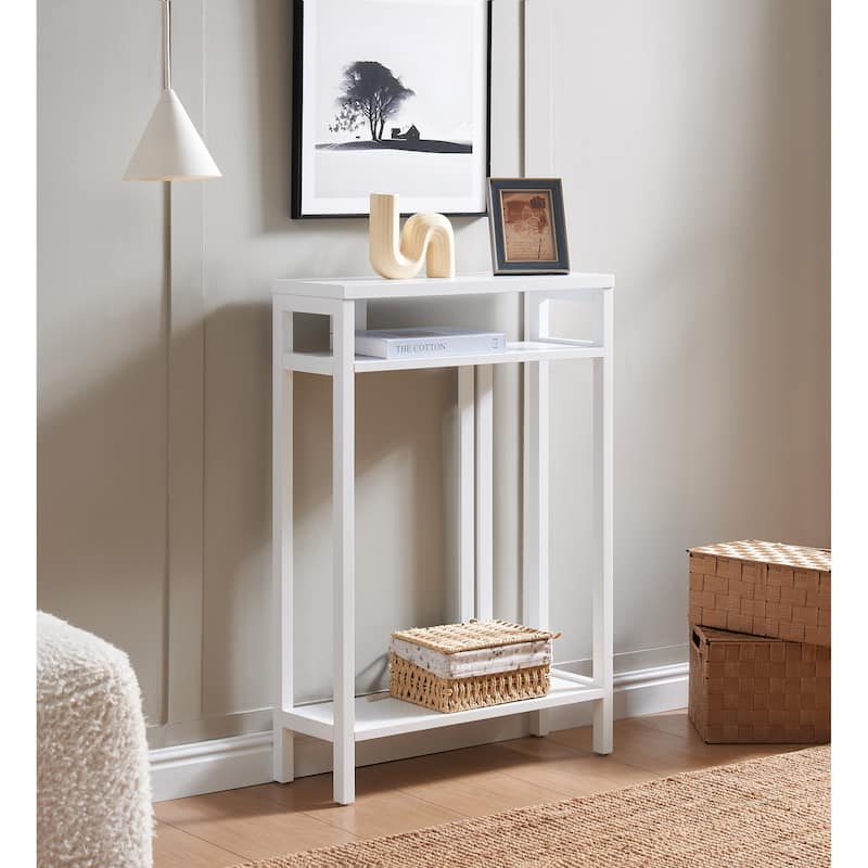 Bisbee Wood 22-inch Console Table with Two Shelves - 22"L x 8"W x 32"H - White