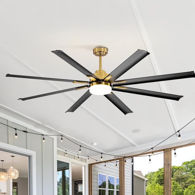 72-in Gold LED Indoor Chandelier Ceiling Fan with Light Remote (8-Blade)