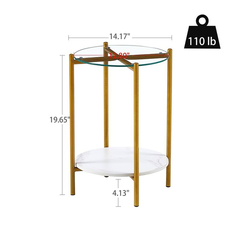 Tempered Glass End Table with Metal Frame