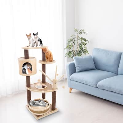 Petmaker Beige 6-Tier Carpeted Cat & Kitten Tower