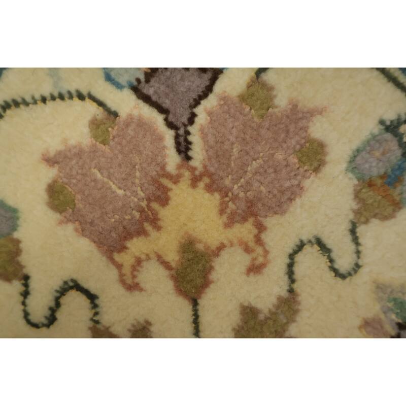 Hand Knotted Oriental 100% Wool Carpet Traditional All-Over Beige & Ivories Tabriz Area Rug - 9' 9'' X 6' 3''