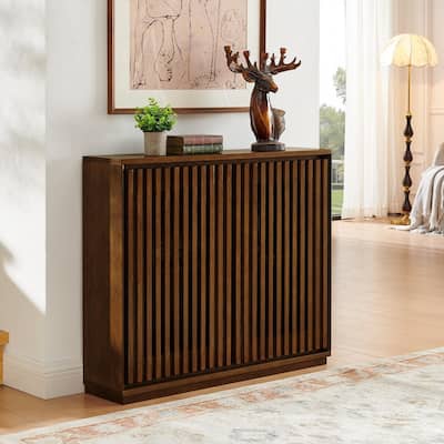 Mid Century Modern Sideboard Cabinet with Fluted Design and Convenient Storage for Dining Spaces