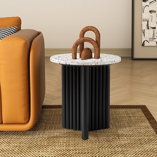 Marble-look Top Round Side Table Pedestal End Table
