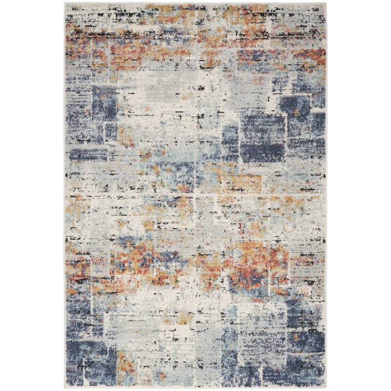 Nourison Motion Indoor only Blue Abstract Area Rug - 5' 3" x 7'
