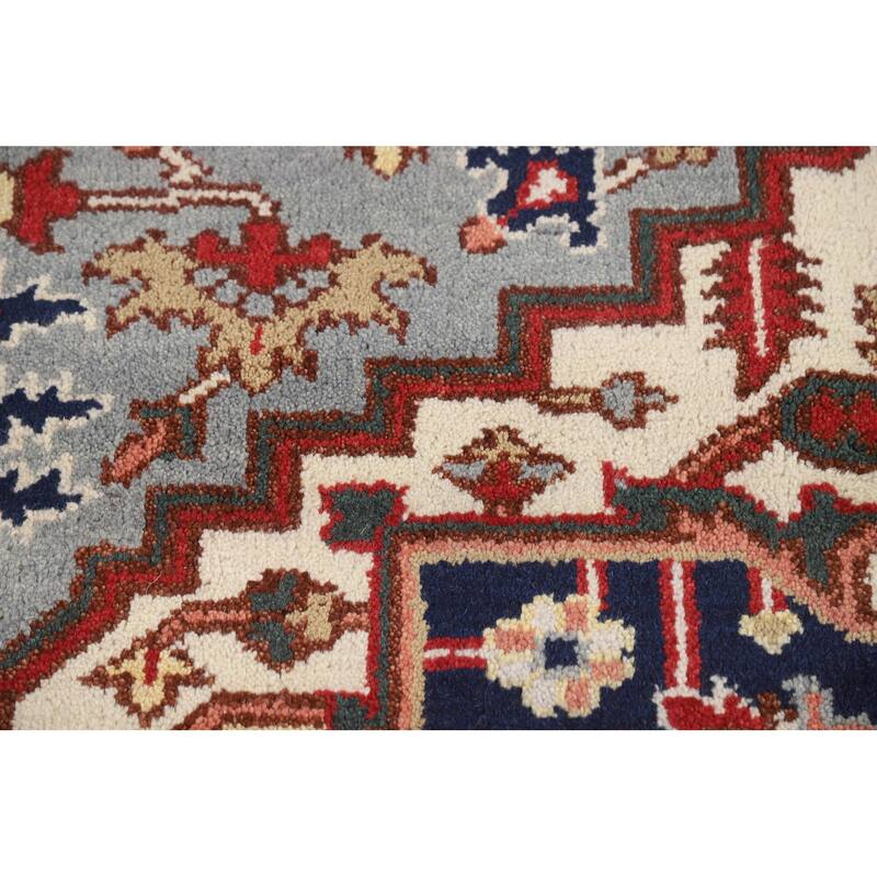 Geometric Heriz Serapi Indian Area Rug Hand-Knotted Wool Carpet - 8'0" x 10'0"