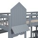 preview thumbnail 55 of 64, Twin over Twin Size Solid Wood Castle Style Bunk Bed with 2 Drawers 3 Shelves and Slide for Kids, Bedroom