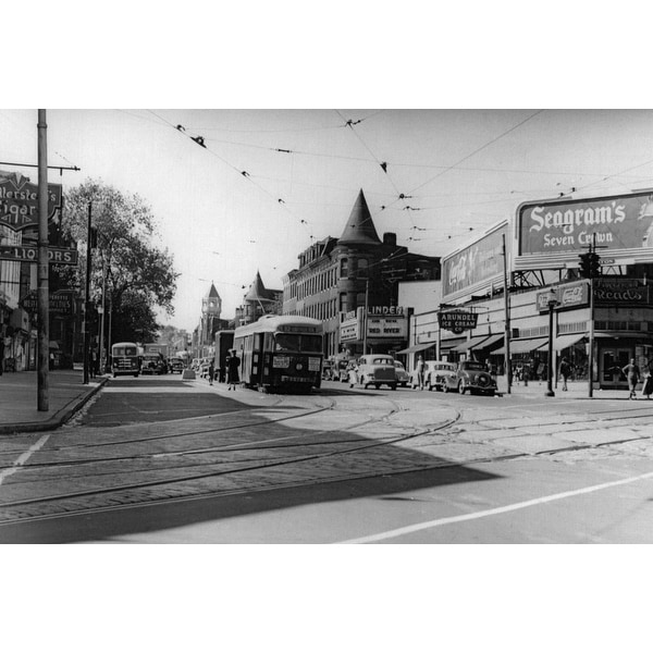 North Avenue at Linden Black and White Gallery Wrapped Canvas