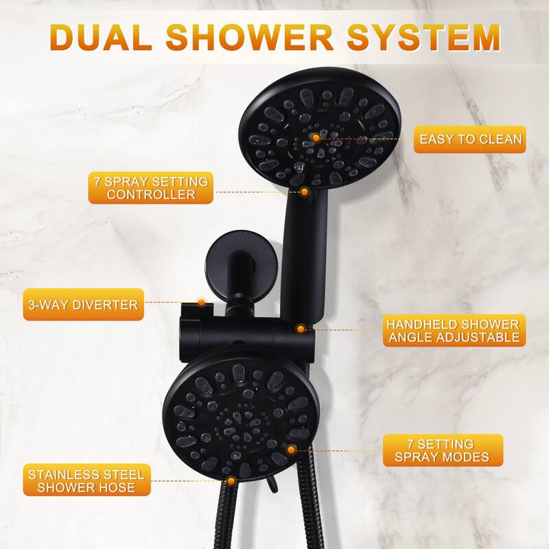 WOWOW Single-handle 7-Spray Dual Shower Head with Tub Spout