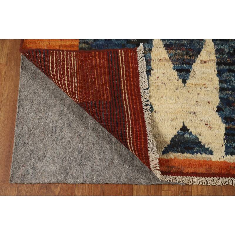 Orange Moroccan Oriental Area Rug Handmade Modern Wool Carpet - 5'9" x 7'8"